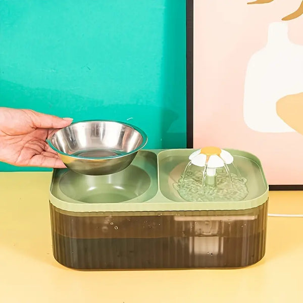 Dozator Hrana Animale de companie Pisici si Catei 2 in 1, 31.5 X 7.5 X 12.5 Cm, Turcoaz/Maro