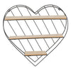 Raft decorativ din lemn si metal in forma de inima, 33.5x9.5x32 cm