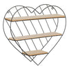 Raft decorativ din lemn si metal in forma de inima, 33.5x9.5x32 cm