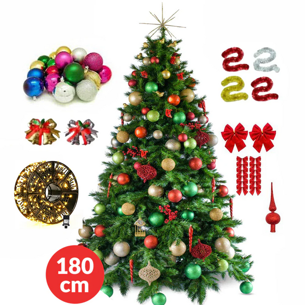 Brad de Craciun artificial, inaltime 180cm, Instalatie 50 m, accesorii incluse