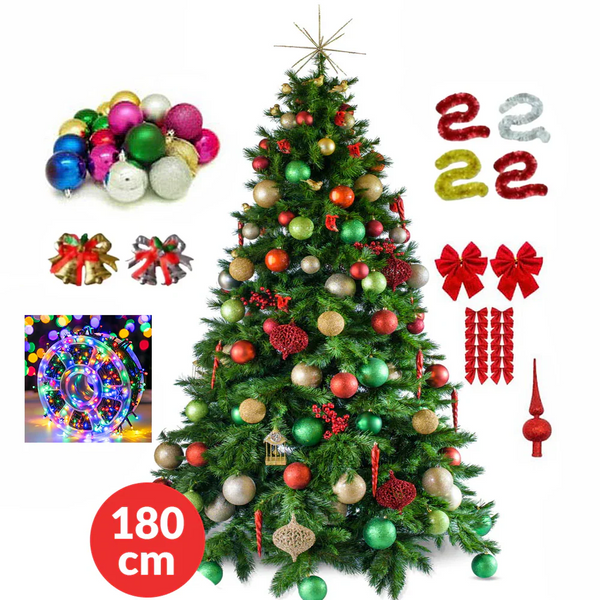 Brad de Craciun artificial, inaltime 180cm, Instalatie 50 m, accesorii incluse