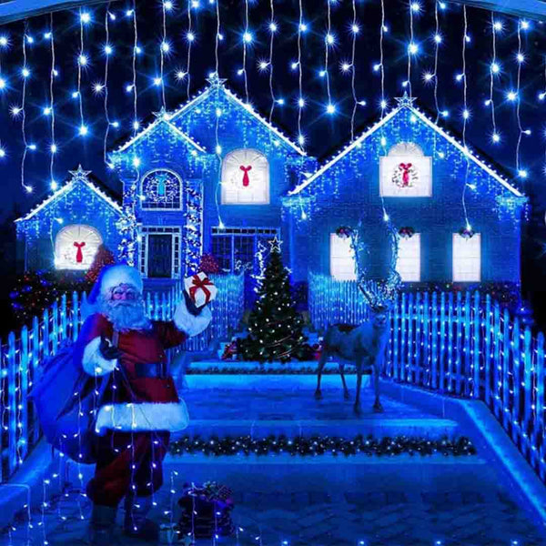 Pachet 3 x Instalatie Franjuri 12 Metri, 3 x 300 Becuri LED ALBASTRU