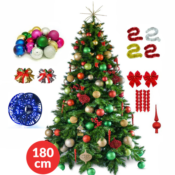 Brad de Craciun artificial, inaltime 180cm, Instalatie 50 m, accesorii incluse