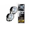 Set 2 proiectoare auto cu LED Angel Eyes, 64 mm/76 mm/89 mm, lumina alba