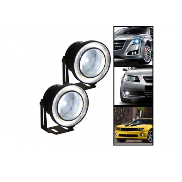 Set 2 proiectoare auto cu LED Angel Eyes, 64 mm/76 mm/89 mm, lumina alba