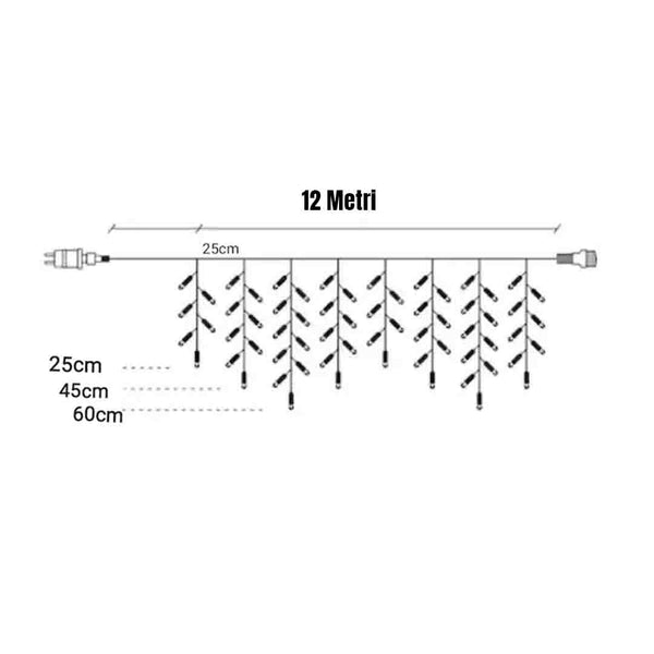 Pachet 3 x Instalatie Franjuri 12 Metri, 3 x 300 Becuri LED ALBASTRU