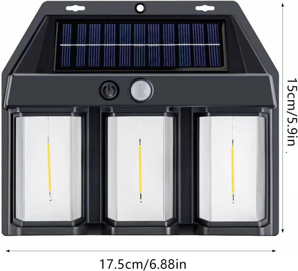 Set 3 x Lampa Solara de Perete tripla, LED, Senzor Miscare