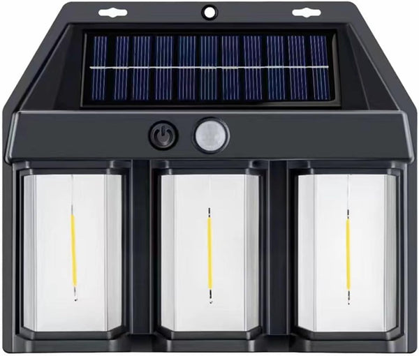 Set 3 x Lampa Solara de Perete tripla, LED, Senzor Miscare