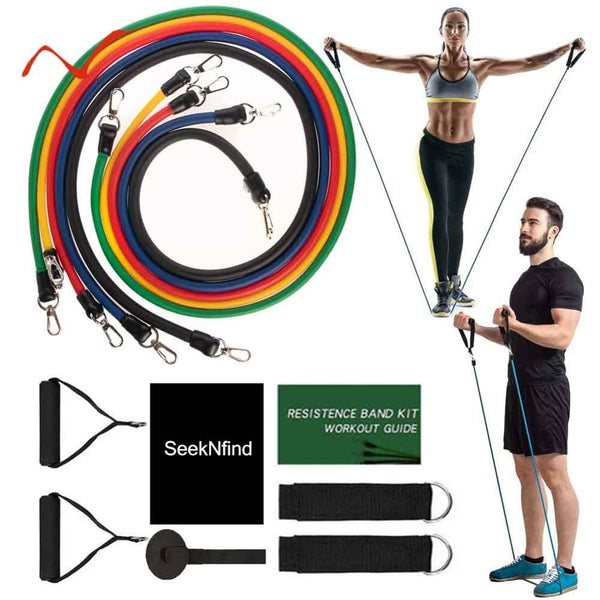 Set Kit centura electrostimulare 3 piese, abdomen si brate + Corzi extensibile pentru fitness cu prinderi multiple, 11 piese