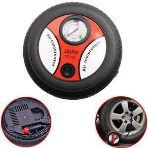 Compresor auto pentru anvelope masini si biciclete, in forma de roata