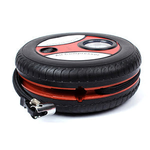 Compresor auto pentru anvelope masini si biciclete, in forma de roata