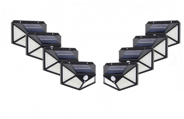 Set 8 Lampi solare 100 LED, cu senzor de miscare + Lanterna Cadou