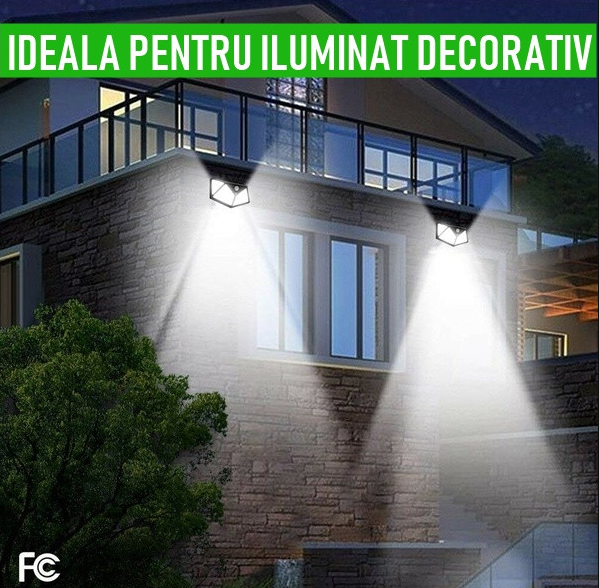 Set 8 Lampi Solare 100 LED si senzor miscare + Lanterna de cap cu senzor