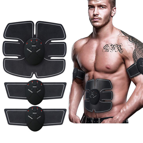 Set Kit centura electrostimulare 3 piese, abdomen si brate + Corzi extensibile pentru fitness cu prinderi multiple, 11 piese