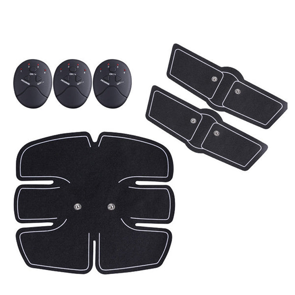 Set Kit centura electrostimulare 3 piese, abdomen si brate + Corzi extensibile pentru fitness cu prinderi multiple, 11 piese