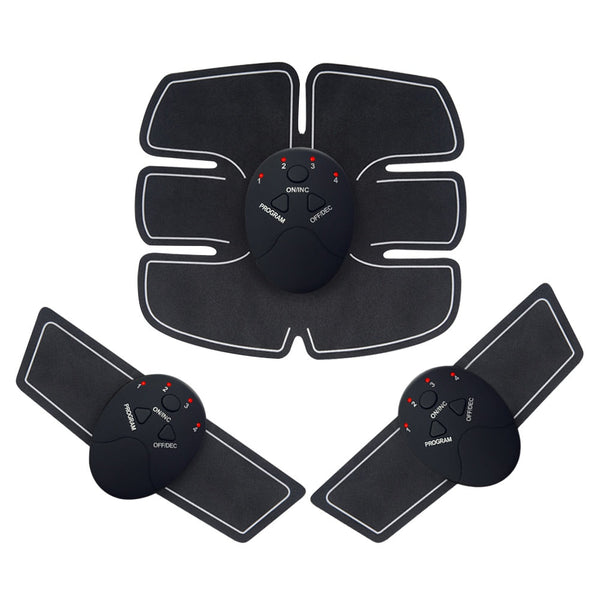 Set Kit centura electrostimulare 3 piese, abdomen si brate + Corzi extensibile pentru fitness cu prinderi multiple, 11 piese