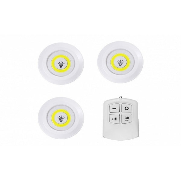 Set 3 lampi LED 3W COB cu telecomanda