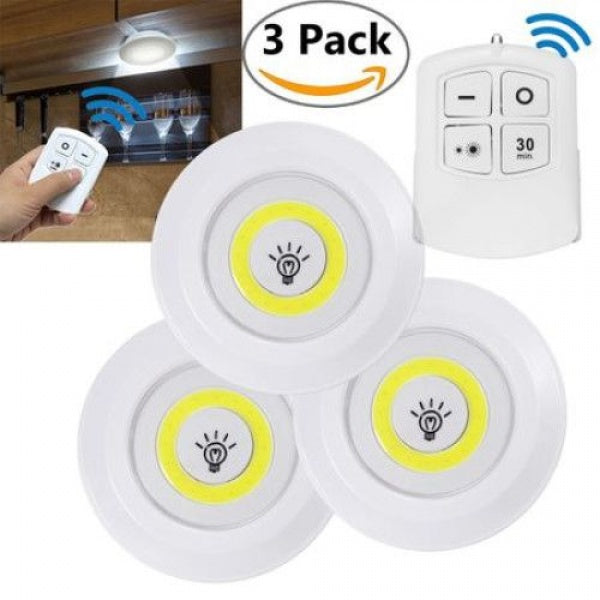 Set 3 lampi LED 3W COB cu telecomanda