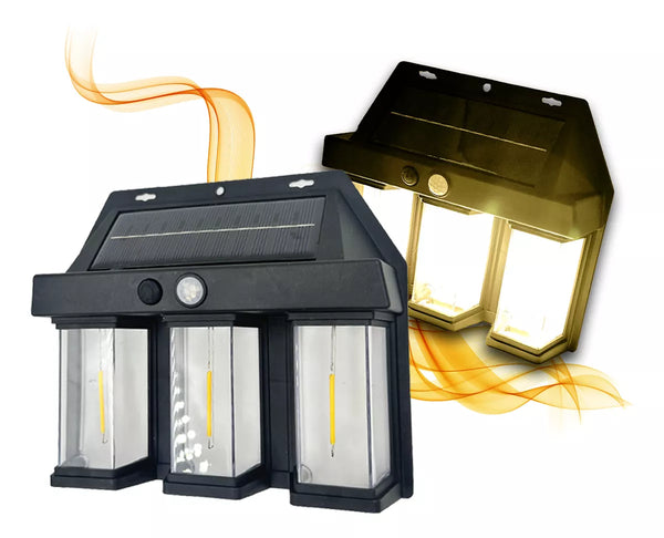 Set 3 x Lampa Solara de Perete tripla, LED, Senzor Miscare