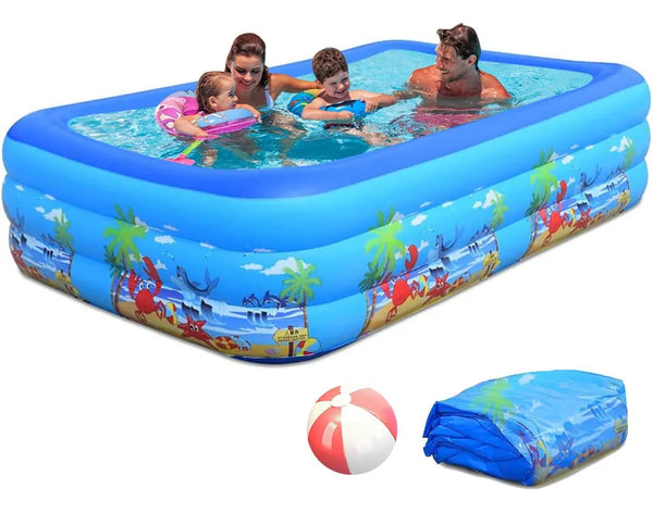 Piscina Dreptunghiulara Gonflabila, 300x170x54cm, 2300 litri, Material foarte rezistent, Albastru, Instalare rapida