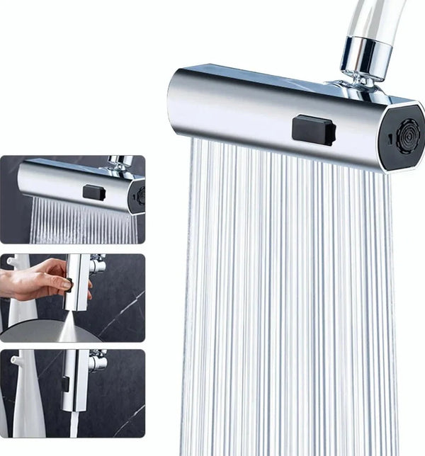 1+1 CADOU Extensie robinet 3 in 1, 360°, 3 moduri de functionare, cupru, argintiu