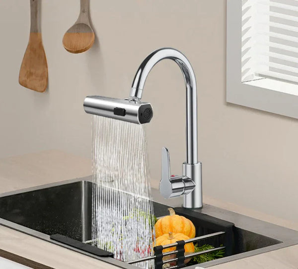 1+1 CADOU Extensie robinet 3 in 1, 360°, 3 moduri de functionare, cupru, argintiu