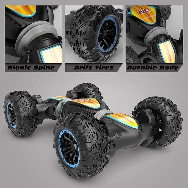 Masinuta Pentru Cascadorii, Cu Tractiune Integrala, Control Din Telecomanda, Negru/Portocaliu