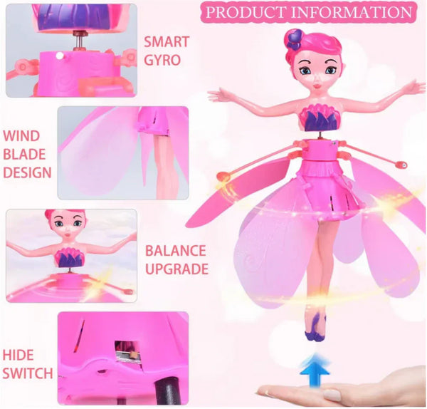 1+1 CADOU Papusa zana zburatoare, cu Senzor Pentru Coordonarea Miscarilor, Incarcare USB, Dimensiuni 19x6.5 cm