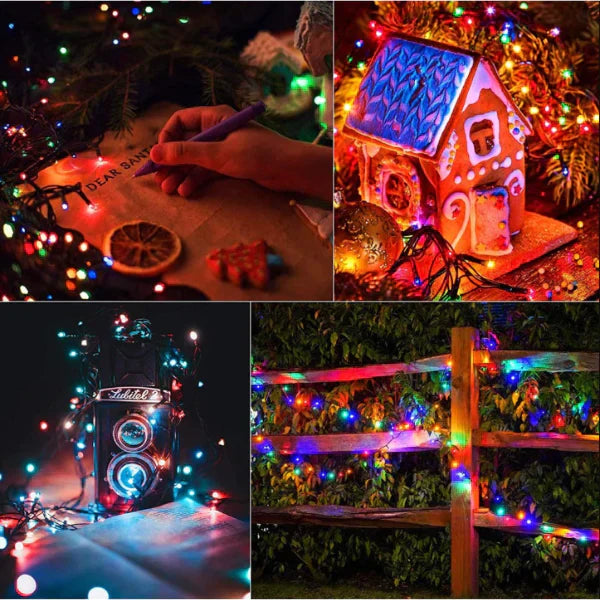 1+1 GRATIS Instalatie 100 LED pentru exterior cu incarcare solara multicolor