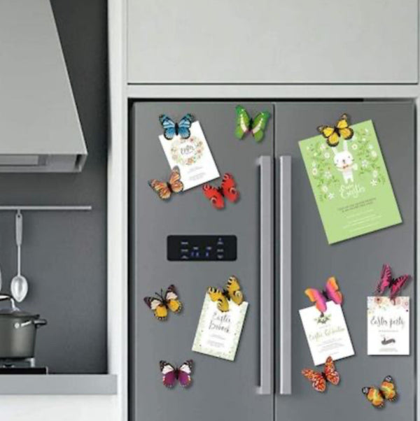 Set 10 fluturi magnetici, decoratiune cu lumina LED