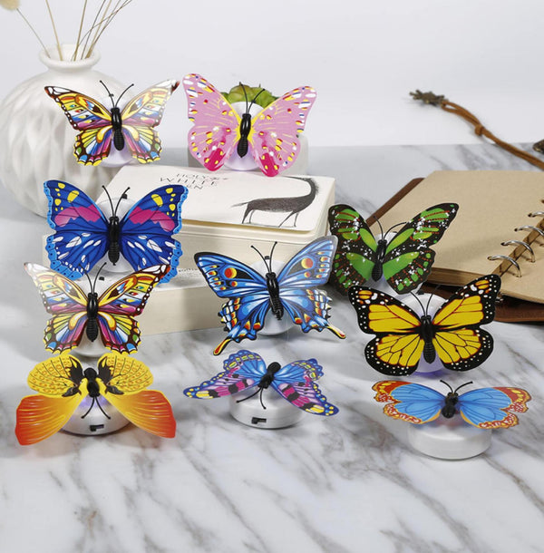 Set 10 fluturi magnetici, decoratiune cu lumina LED