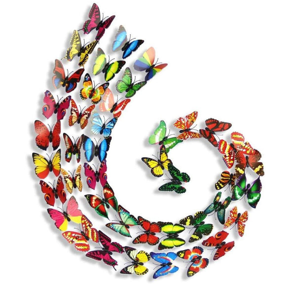 Set 10 fluturi magnetici, decoratiune cu lumina LED