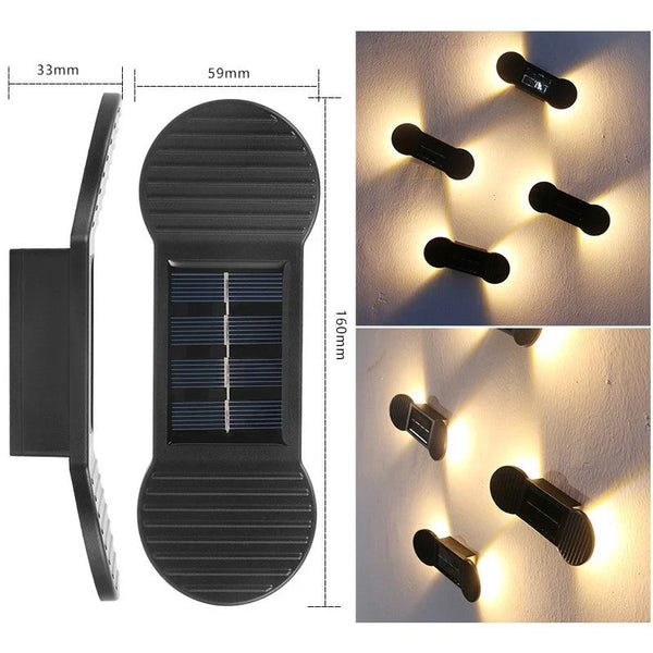 Set 4 Lampi Solare LED pentru perete,cu design decorativ in forma de os, lumina calda, ABS, pentru gradina