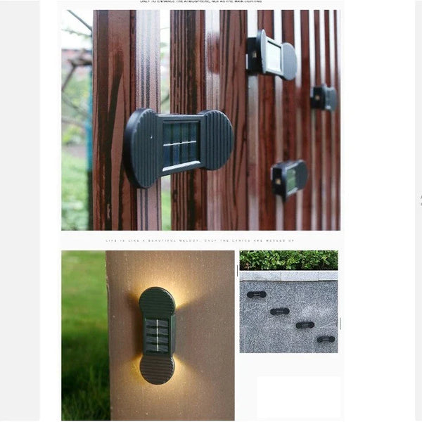 Set 4 Lampi Solare LED pentru perete,cu design decorativ in forma de os, lumina calda, ABS, pentru gradina