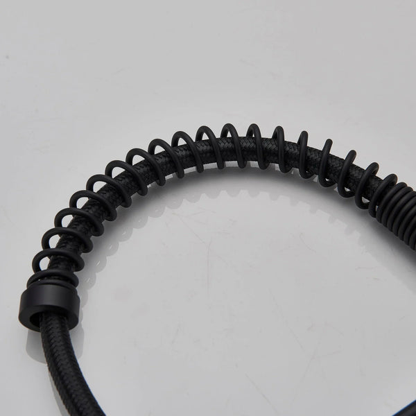 Baterie de bucatarie retractabila, rotire 360 grade, negru, montare pe blat