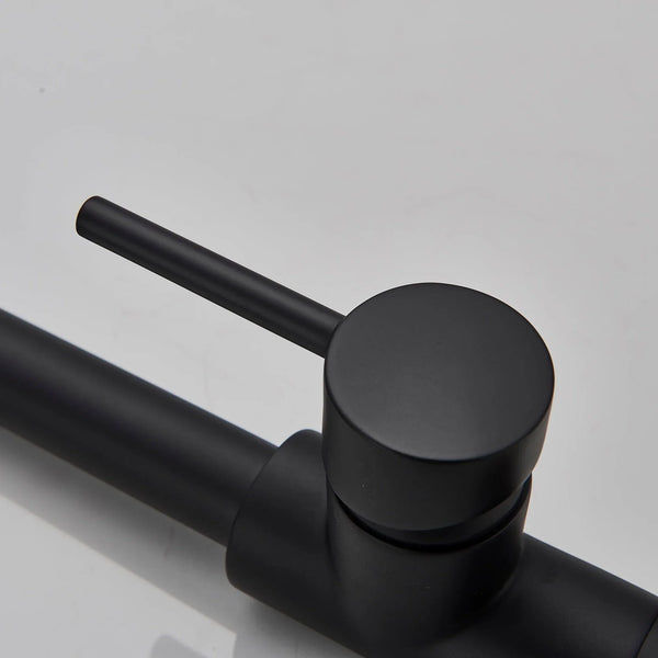 Baterie de bucatarie retractabila, rotire 360 grade, negru, montare pe blat