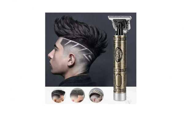 1+1 CADOU Aparat de tuns si conturat, forma T, distanta de taiere de 0mm, acumulator incorporat, auriu