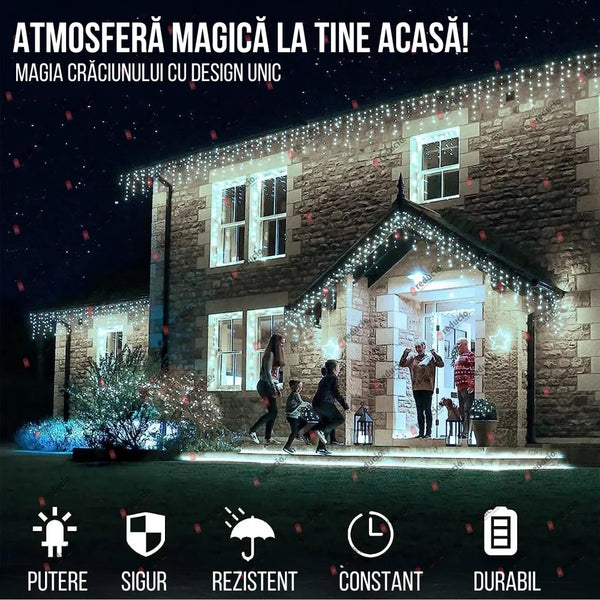 Set 3 Instalații Franjuri LED 3 x 12 m (36 m), Alb Rece, Alb Cald, Albastru, Multicolor