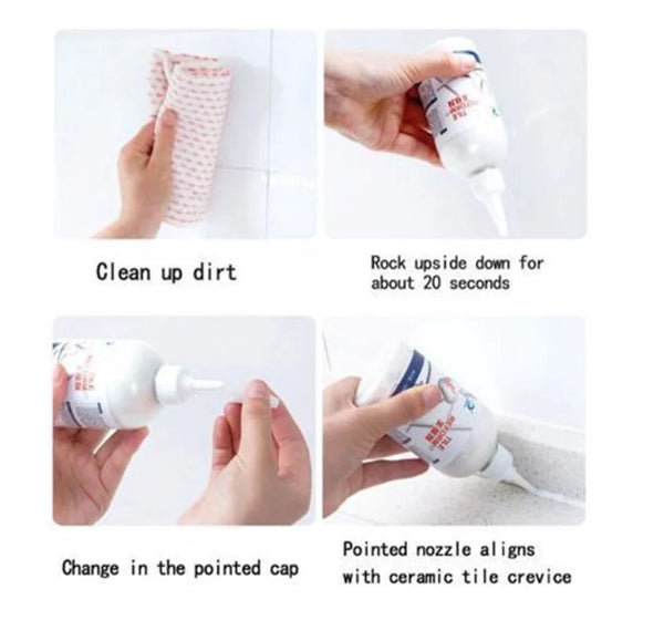 Set 2 x Umplutura Impermeabila pentru Rosturi de Gresie si Faianta, Etansare Rapida si Durabila, Alb, 150 ml/sticla