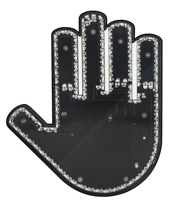 1+1 CADOU Semn LED Auto cu Telecomanda, Design Mana, 4 Moduri, Efect Vizual Stralucitor, Negru/Galben