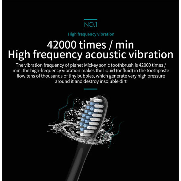 Periuta de dinti electrica sonica, 32000~42000 impulsuri/min, 6 programe, 800mAh, USB, IPX7, 4 capete, alb