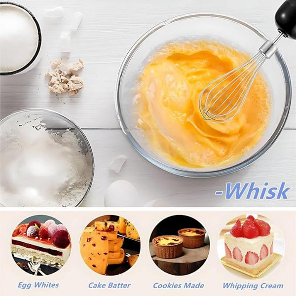 Set mixer de mana 4-in-1, 5 viteze, 500 W, inox, accesorii incluse, argintiu