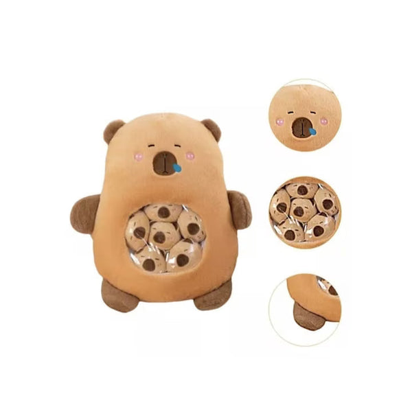 Capibara de Plus cu 6 Pui, Maro, 50 cm,Set Jucării Pufoase