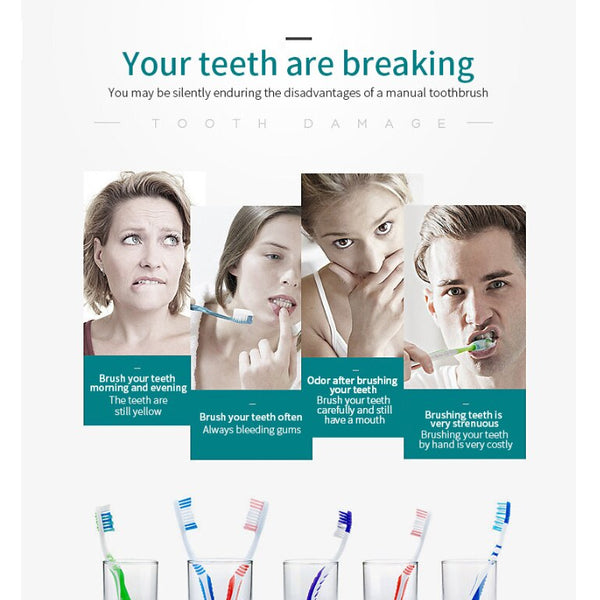 Periuta de dinti electrica sonica, 32000~42000 impulsuri/min, 6 programe, 800mAh, USB, IPX7, 4 capete, alb