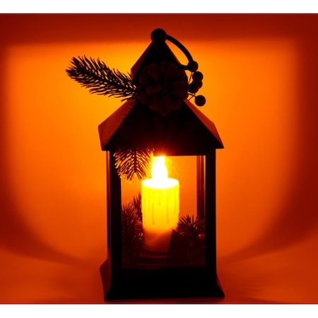 Felinar decorativ de Craciun cu lumini LED model Lumanare si con de brad