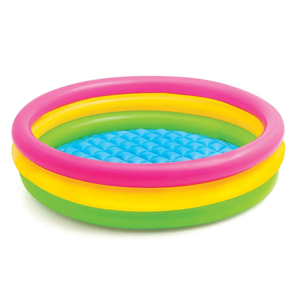 Piscina gonflabila Curcubeu cu podea moale pentru copii, 110x30 cm, multicolor
