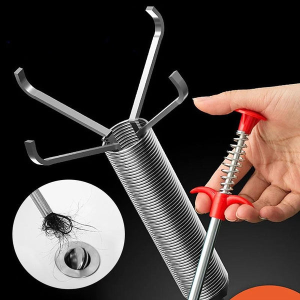 Set 2 x Sarpe Desfundat Tevi Scurgere Chiuvete, Cazi, Cabine de Dus, WC, Sifon Pardoseala, si Alte Instalatii de Scurgere, cu Sistem Mecanic din Otel, Flexibil, Negru, 290 cm