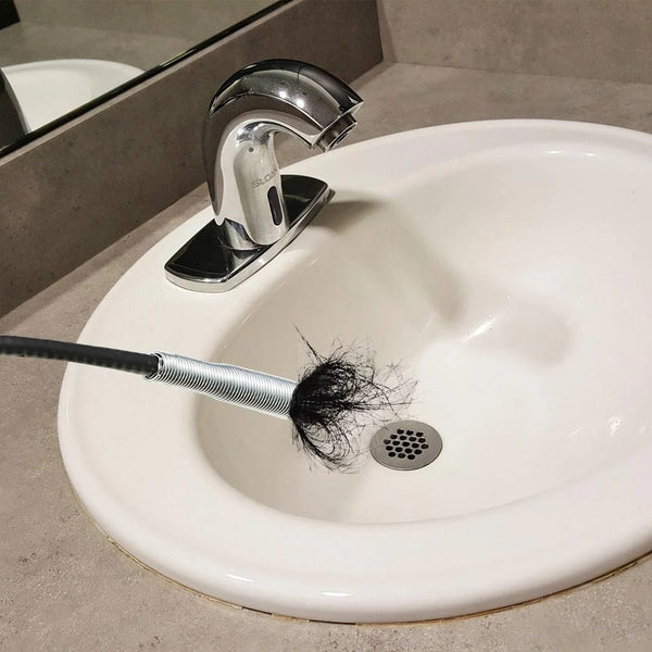 Set 2 x Sarpe Desfundat Tevi Scurgere Chiuvete, Cazi, Cabine de Dus, WC, Sifon Pardoseala, si Alte Instalatii de Scurgere, cu Sistem Mecanic din Otel, Flexibil, Negru, 290 cm