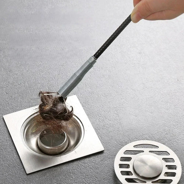 Set 2 x Sarpe Desfundat Tevi Scurgere Chiuvete, Cazi, Cabine de Dus, WC, Sifon Pardoseala, si Alte Instalatii de Scurgere, cu Sistem Mecanic din Otel, Flexibil, Negru, 290 cm