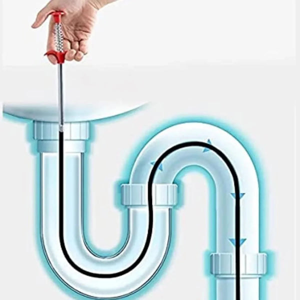 Set 2 x Sarpe Desfundat Tevi Scurgere Chiuvete, Cazi, Cabine de Dus, WC, Sifon Pardoseala, si Alte Instalatii de Scurgere, cu Sistem Mecanic din Otel, Flexibil, Negru, 290 cm